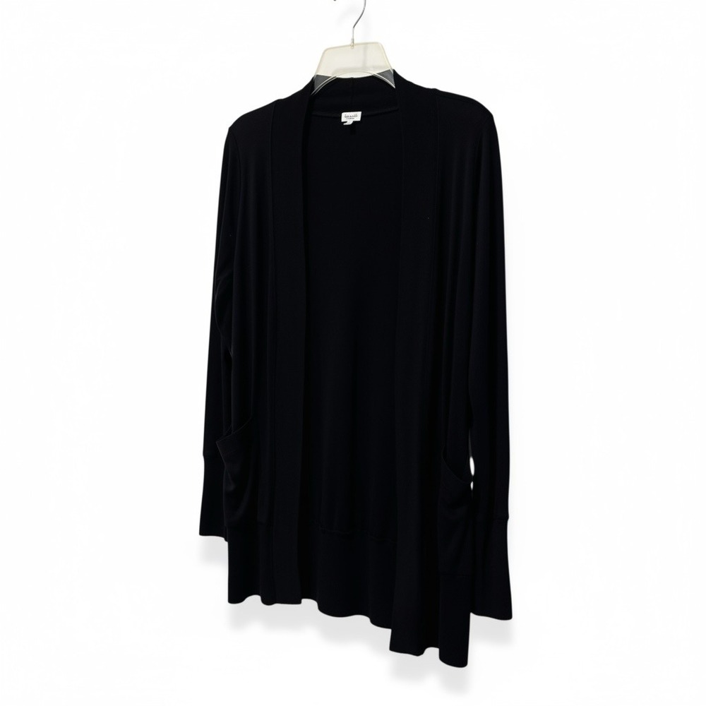 Splendid Womens Black Open Front Jersey Knit Cardigan Sweater Pockets NWT M
